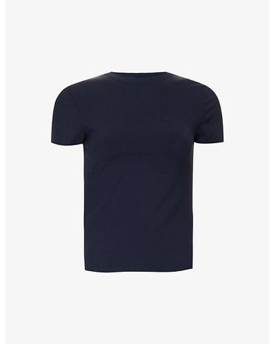 ADANOLA Ultimate Slim-fit Stretch-woven T-shirt - Blue