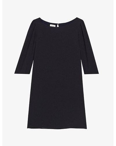 Claudie Pierlot Rififi Round-neck 3/4-length Sleeve Woven Mini Dress - Black