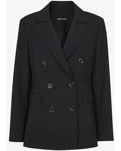 Whistles Sian Peak-lapels Double-breasted Stretch-wool Blazer - Black