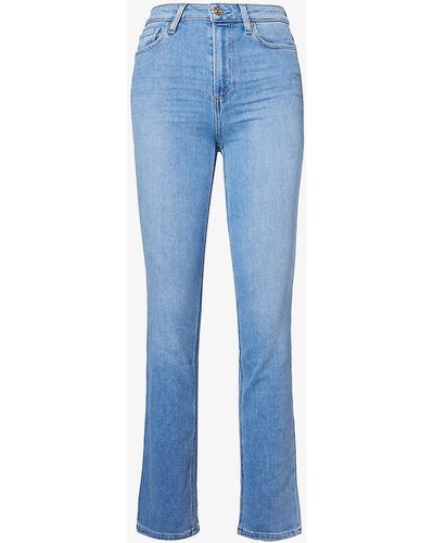 PAIGE Cindy Faded-wash Straight-leg High-rise Stretch-denim Jeans - Blue