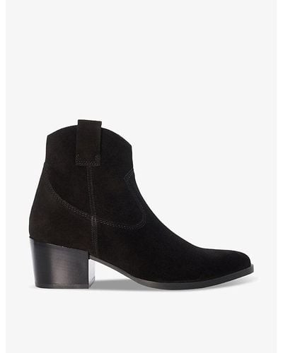 Dune Possibility Suede Heeled Ankle Boots - Black