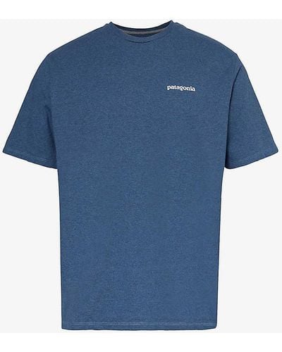 Patagonia P-6 Logo Responsibili-tee Recycled Cotton And Recycled Polyester-blend T-shirt - Blue