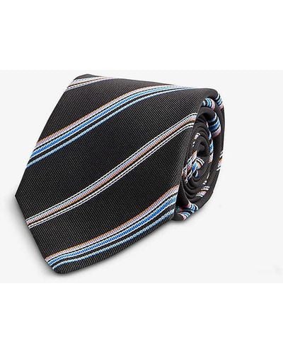 Paul Smith Striped Wide-blade Silk Tie - Black