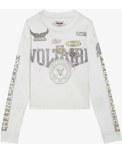 Zadig & Voltaire Logo Text-print Long-sleeve Cotton T-shirt - White