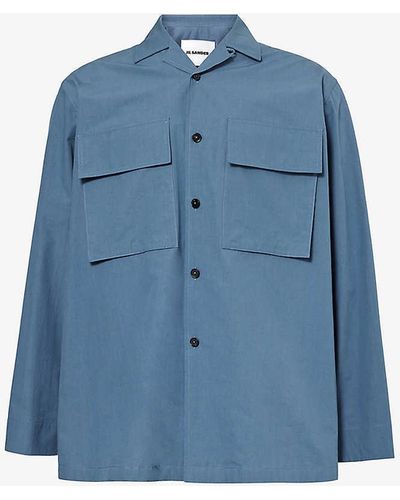 Jil Sander Flap-pocket Regular-fit Cotton Shirt - Blue