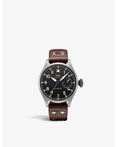 IWC Schaffhausen Iw501004 Big Pilot's Titanium And Leather Automatic Watch - Brown