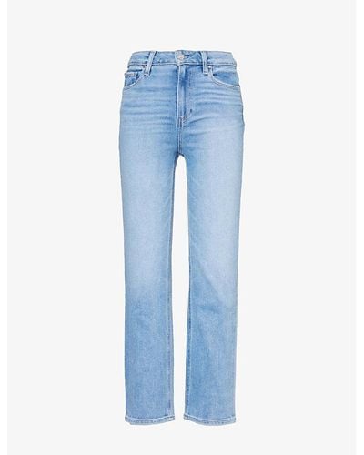 PAIGE Cindy Cropped Straight-leg High-rise Denim-blend Jeans - Blue