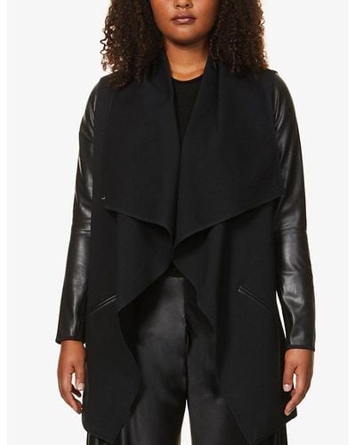 Spanx Draped Faux-leather And Stretch-woven Jacket X - Black