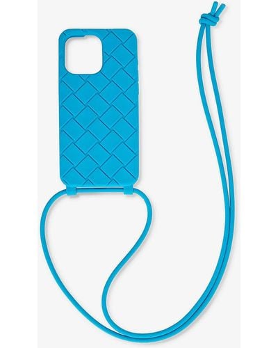 Bottega Veneta Intrecciato Silicone Iphone 15 Case - Blue