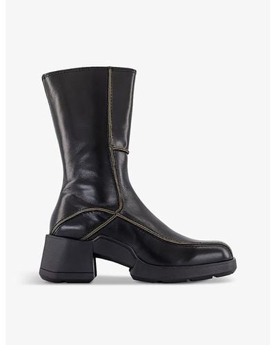 Miista Meiko Square-toe Leather Ankle Boots - Black