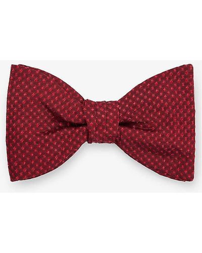 HUGO Spotted Silk-jacquard Bow Tie - Red