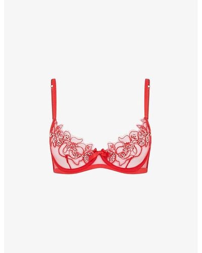 Agent Provocateur Lindie Embroide Underwi Mesh Bra - Red