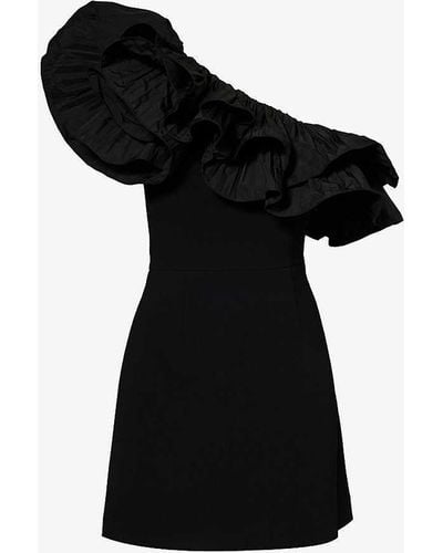 Rebecca Vallance Eva Ruffle-trim Stretch-woven Mini Dress - Black