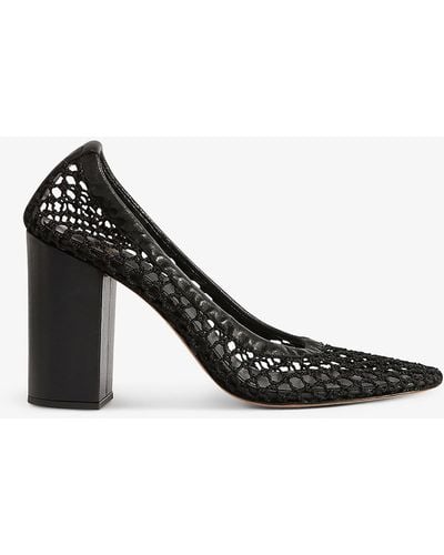 Claudie Pierlot Open-work Leather And Knitted Courts - Black