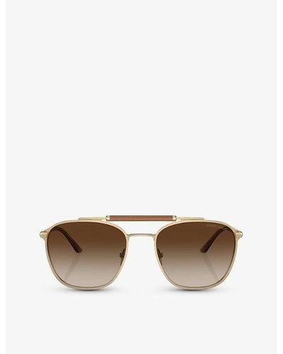Giorgio Armani Ar6149 Square-frame Metal Sunglasses - Brown
