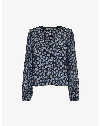 Whistles Dalmatian-print Wide-collar Woven Shirt - Blue