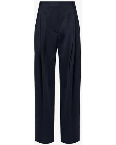 Victoria Beckham Wide-leg Mid-rise Stretch-woven Trousers - Blue