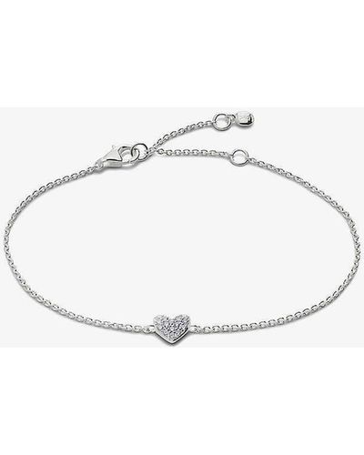 Monica Vinader Lab Grown Heart Sterling-silver And 1.41ct Diamond Chain Bracelet - White