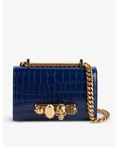 Alexander McQueen Jeweled Satchel Mini Leather Cross-body Bag - Blue