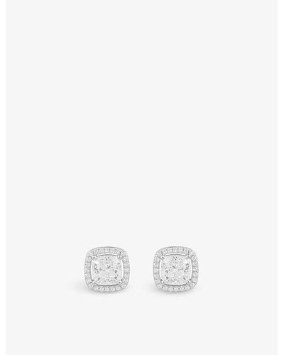 Apm Monaco Lumiere Square Sterling- And Pavé Zirconia Stud Earrings - White
