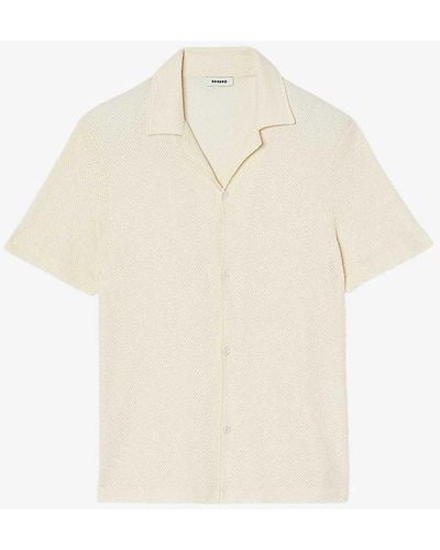 Sandro Shark-collar Short-sleeve Relaxed-fit Woven Shirt - White