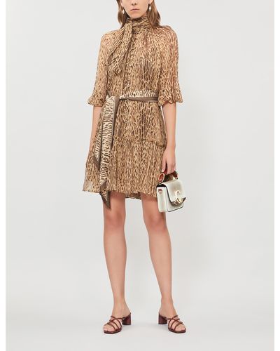 Zimmermann Espionage Leopard-print Silk-chiffon Mini Dress - Brown