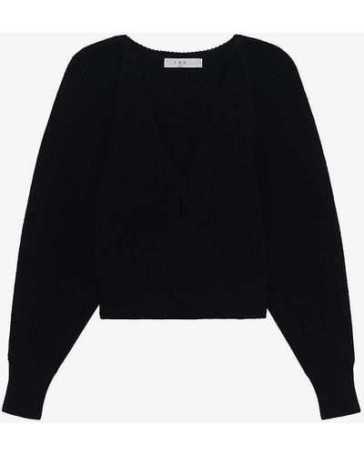IRO Adsila V-neck Knitted Merino-wool Jumper - Black