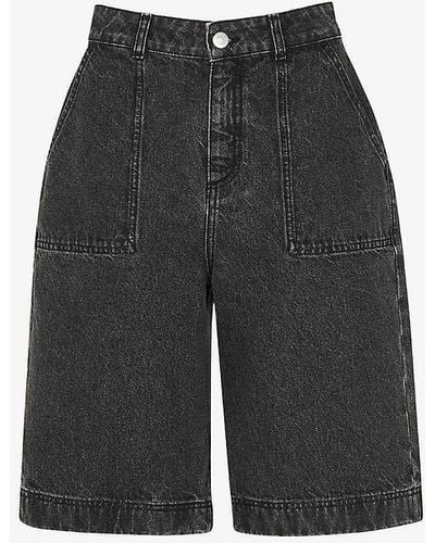 Whistles Raya Patch-pocket Denim Shorts - Grey