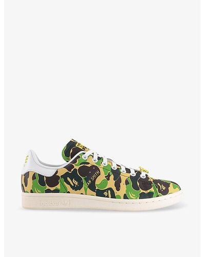 adidas X Bape Stan Smith Leather Low-top Sneakers - Green