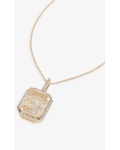 Mateo Secret V 14ct Yellow-gold, 0.28ct Diamond And Quartz Pendant Necklace - White