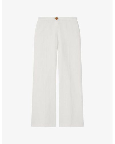 LK Bennett Ami Wide-leg High-rise Cotton Trousers - White