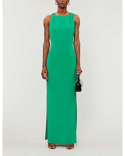 Whistles Tie Back Woven Maxi Dress - Green