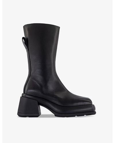 Miista Cassia Square-toe Leather Ankle Boots - Black