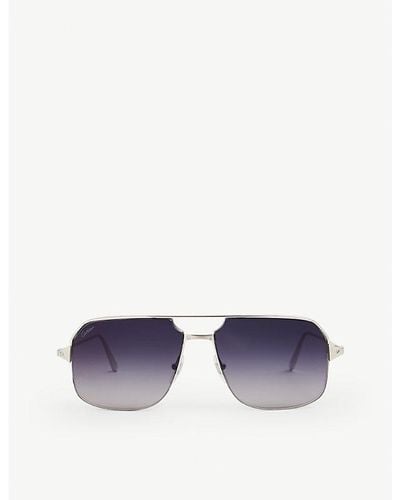 Cartier Ct0230s Caravan-framed Metal Sunglasses - Blue