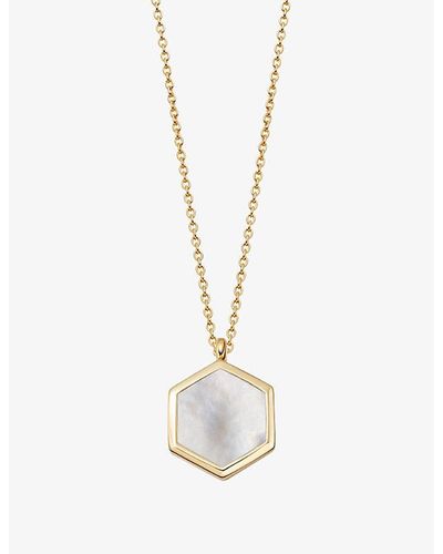 Astley Clarke Deco 18ct Yellow Gold-plated Vermeil Sterling-silver And Mother Of Pearl Necklace - White