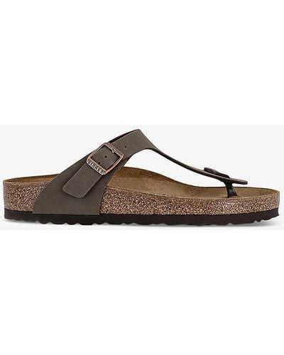 Birkenstock Branded-hardware Faux-leather Thong Sandals - Brown