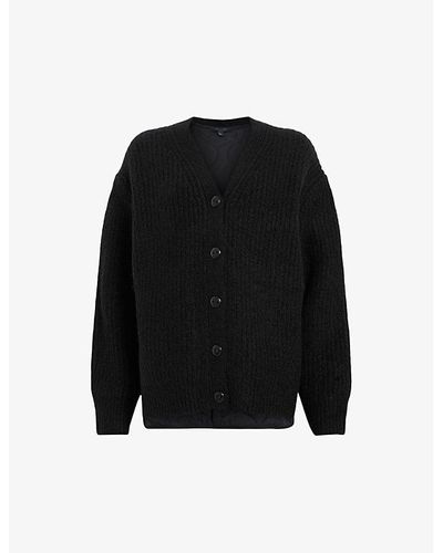 AllSaints Hopper Quilted-panel Stretch-knit Cardigan - Black