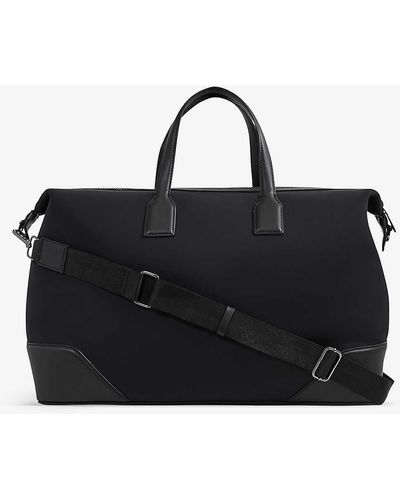 Reiss Elliot Faux Leather-trimmed Neoprene Holdall Bag - Black