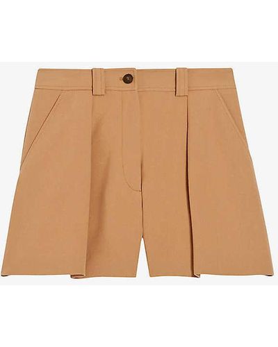 Claudie Pierlot Eden Pleated Stretch-woven Shorts - Natural