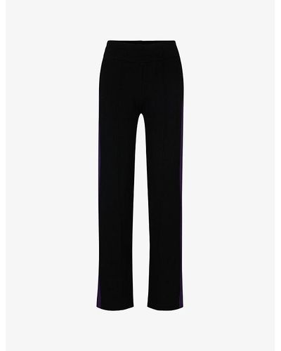 BOSS X Naomi Campbell Contrast-panel Relaxed-fit High-rise Knitted Pants - Black