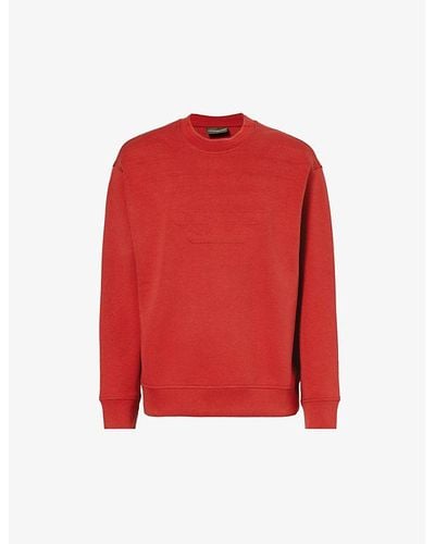 Emporio Armani Logo-embossed Stretch Cotton-blend Sweatshirt X - Red