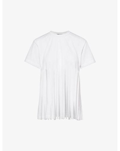 Comme des Garçons Short-sleeved Shredded-hem Woven T-shirt - White