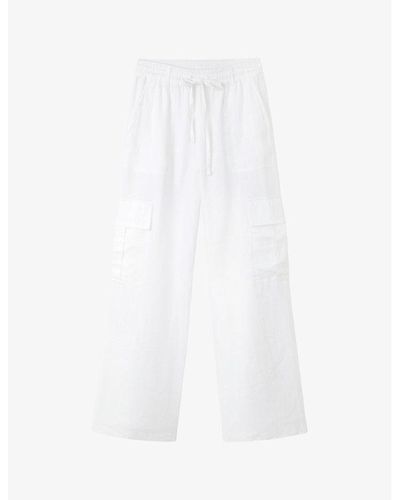 The White Company The Company Utility Wide-leg Mid-rise Linen Pants - White