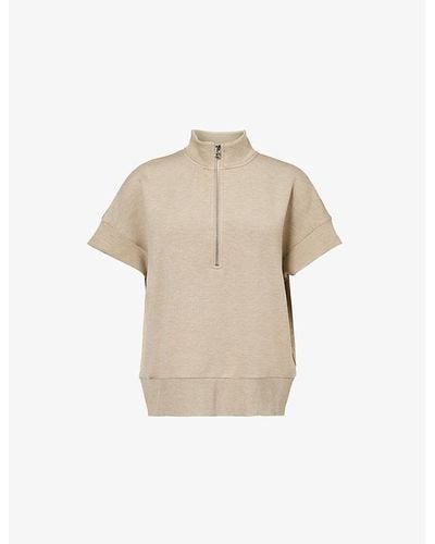 Varley Ritchie Short-sleeved Stretch-woven Sweatshirt - Natural