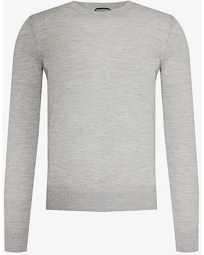 Tom Ford Crewneck Long-sleeved Wool Knitted Jumper - White