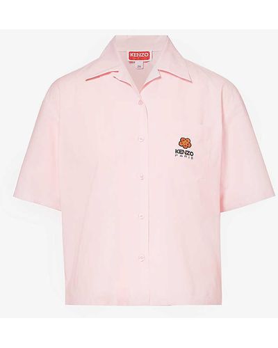 KENZO Boke Flower-embroidered Relaxed-fit Cotton Shirt - Pink
