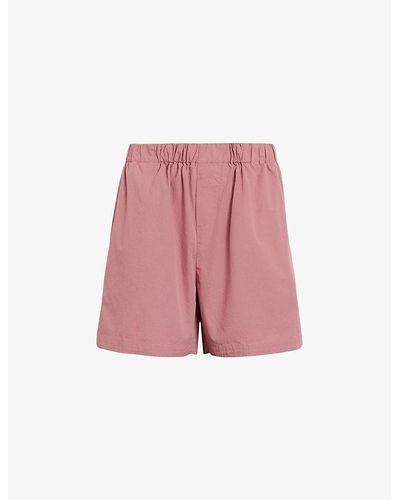 AllSaints Karina Relaxed-fit High-rise Organic-cotton Shorts - Pink