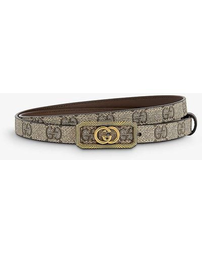 Gucci Logo-buckle Monogram Canvas Belt - Multicolour