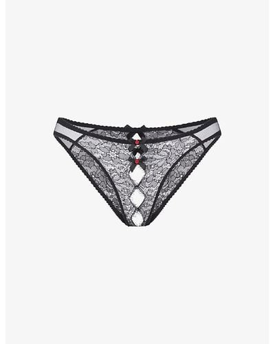 Agent Provocateur Lorna Panelled-lace And Mesh Briefs Xx - Grey