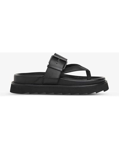 Whistles Sutton Toe-post Buckle Leather Sandals - Black